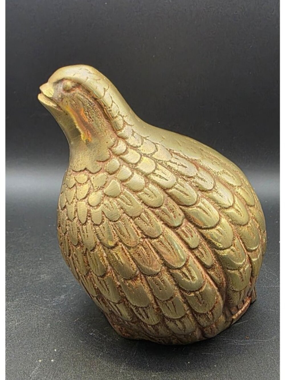 Vintage MCM Brass Quail Partridge Bird 4.5" Figurine
